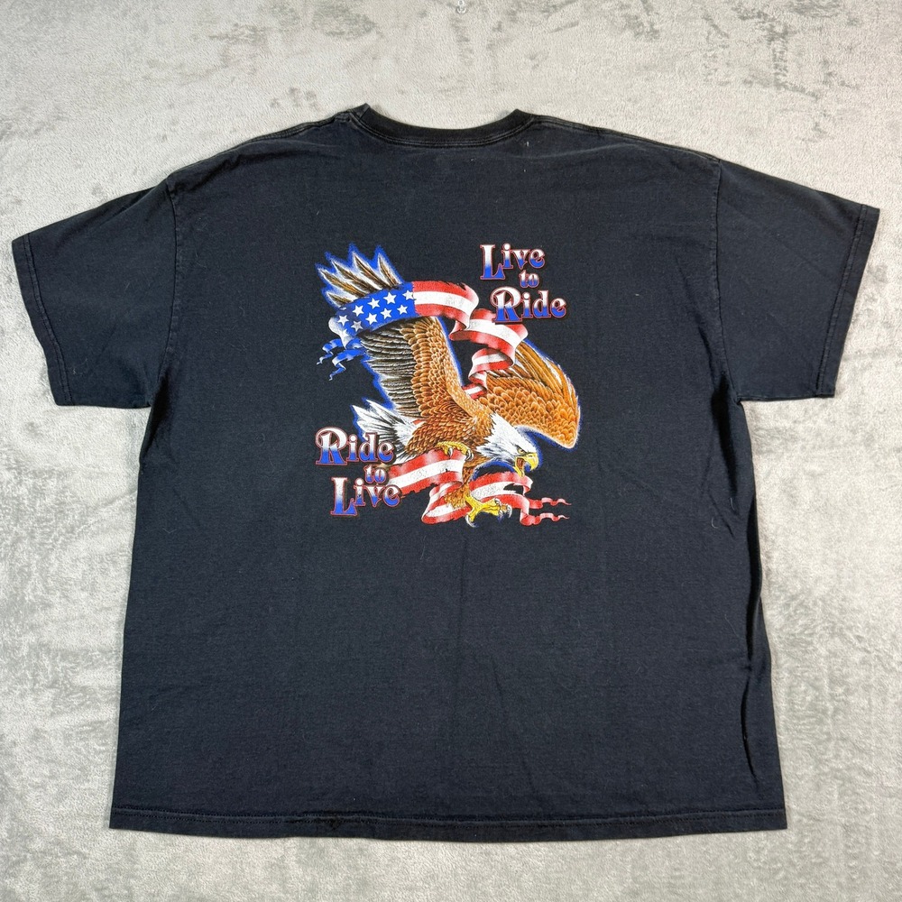 Key West FL Live To Ride Eagle Graphic Mens 2XL T-Shirt Black